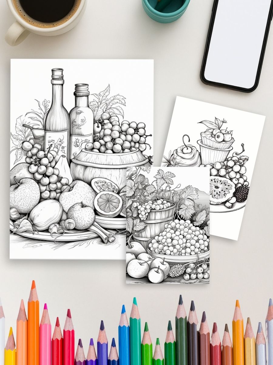 Food Fun – 200 Delicious Food-Themed Coloring Pages - Image 4